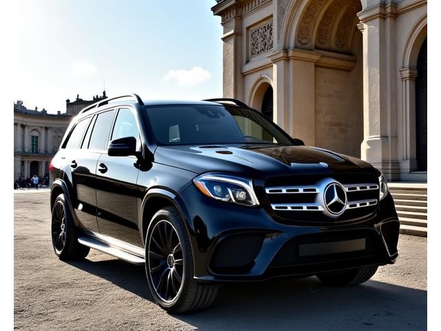 SUV Mercedes GLS noire, vue extérieure